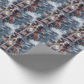 Papier Cadeau Australian Shepherd Riding Motorcycle Noël (Coin)