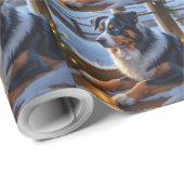 Papier Cadeau Australian Shepherd With Christmas Lights Holiday (Coin rond)