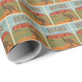 Papier Cadeau Australie | Ayers Rock Kangaroos (Coin rond)