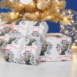 Papier Cadeau Australie Koala Santa Hat Joyeux Noël