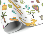 Papier Cadeau Australie Motif à thème blanc (Coin rond)
