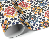 Papier Cadeau Authentique Motif coloré d'inspiration marocaine (Coin rond)