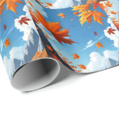 Papier Cadeau Authumn leaves wrapping paper (Coin rond)