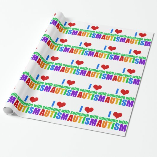 Papier Cadeau Autism Love Rainbow Family Support Coloré Cute (Déroulé)