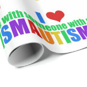 Papier Cadeau Autism Love Rainbow Family Support Coloré Cute (Coin rond)