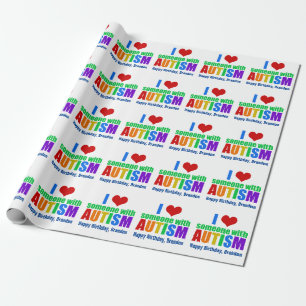 Papier Cadeau Autism Love Rainbow Personnalisé Anniversaire