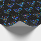 Papier Cadeau Autisme Arbre de Noël bleu (Coin)