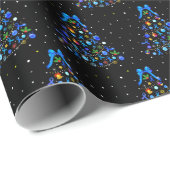 Papier Cadeau Autisme Arbre de Noël bleu (Coin rond)