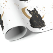 Papier Cadeau Autocollant de chat noir (Coin rond)