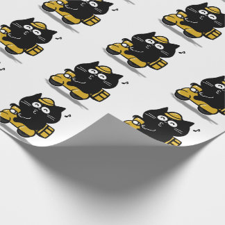 Papier Cadeau Autocollant de chat noir grassouillet mignon