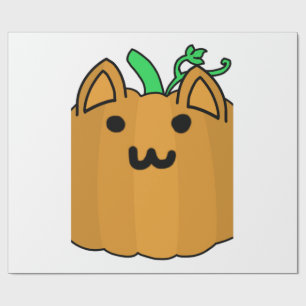 Papier Cadeau Autocollant Halloween Citrouille Chat