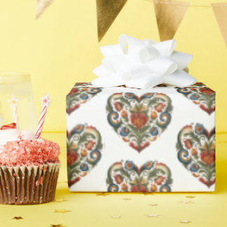 Papier Cadeau Autocollant norvégien de coeur d'art populaire