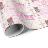 Papier Cadeau Autocollant Rose Fidèle (Coin rond)