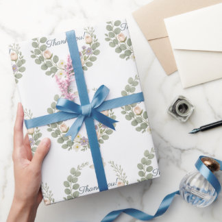Papier Cadeau Autocollant thank you floral