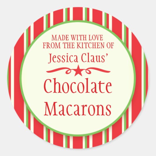 Papier-cadeau autocollants à biscuits rouges verts (Devant)