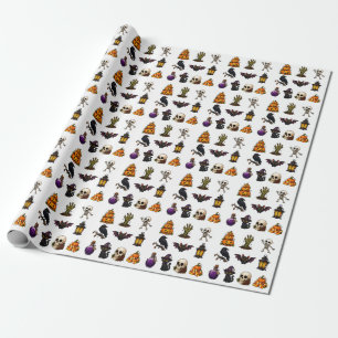 Papier Cadeau Autocollants Halloween Mignons et Effrayants – Cit