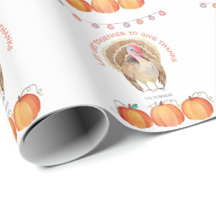 Papier Cadeau Automne Arbres Citrouille Turquie Thanksgiving Par