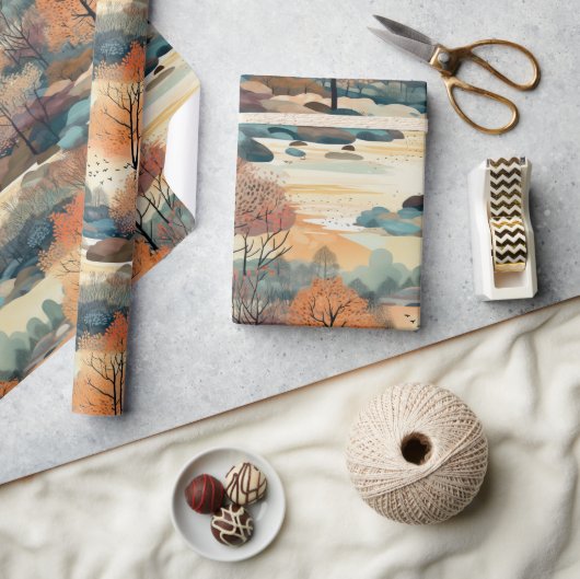 Papier Cadeau Automne automne Arbres colorés No3 (Artisanat)