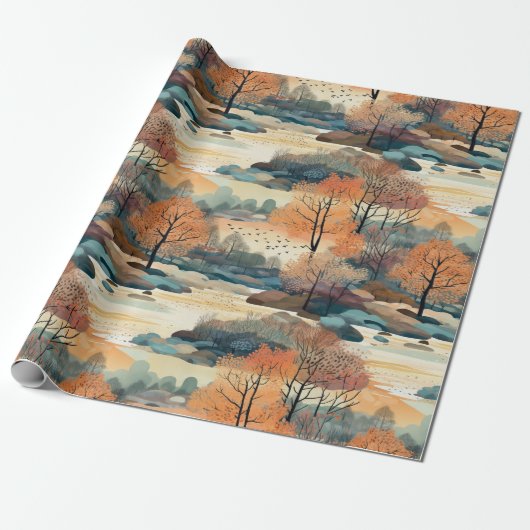 Papier Cadeau Automne automne Arbres colorés No3 (Déroulé)