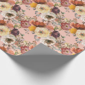 Papier Cadeau Automne Automne Automne Floral Crème Rouille Bourg (Coin)