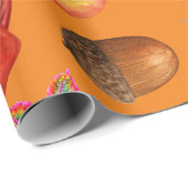 Papier Cadeau Automne Automne Halloween Citrouille Épice Rouille (Coin rond)