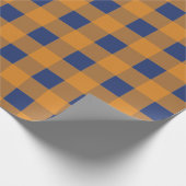 Papier Cadeau Automne Automne Orange Bleu Plaid Motif (Coin)