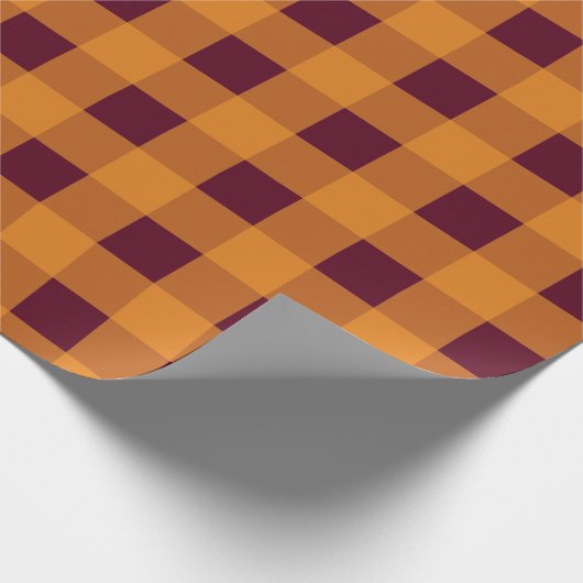 Papier Cadeau Automne Automne Orange Burgundy Plaid Motif (Coin)