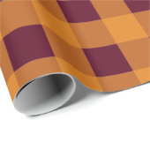 Papier Cadeau Automne Automne Orange Burgundy Plaid Motif (Coin rond)