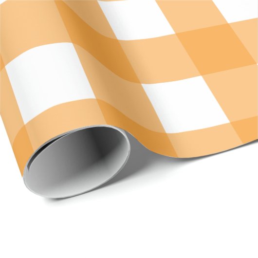 Papier Cadeau Automne Automne Orange Plaid Motif (Coin rond)