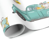 Papier Cadeau Automne Automne Thanksgiving Camion Citrouille (Coin rond)