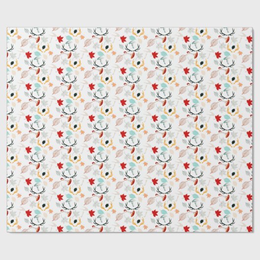 Papier Cadeau Automne Boho Feuilles Automne Forêt (Plat)