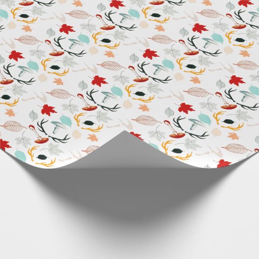 Papier Cadeau Automne Boho Feuilles Automne Forêt (Coin)
