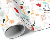 Papier Cadeau Automne Boho Feuilles Automne Forêt (Coin rond)