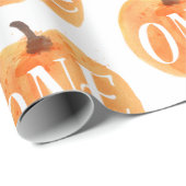 Papier Cadeau Automne Citrouille Automne Premier anniversaire UN (Coin rond)