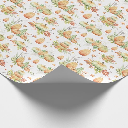 Papier Cadeau Automne Citrouille Feuille Russe Fête Thanksgiving (Coin)