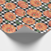 Papier Cadeau Automne Citrouilles Noir et blanc En vichy automne (Coin)