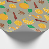Papier Cadeau Automne Etoile Anise, Oranges Simples Thanksgiving (Coin)