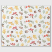 Papier Cadeau Automne Feuilles Acorns Automne Motif Aquarelle (Plat)