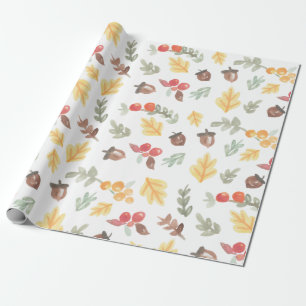 Papier Cadeau Automne Feuilles Acorns Automne Motif Aquarelle