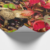 Papier Cadeau Automne Feuilles automnales, châtaignes champignon (Coin)