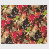 Papier Cadeau Automne Feuilles automnales, châtaignes champignon (Plat)