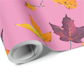 Papier Cadeau Automne Feuilles de couleur automne (Coin rond)