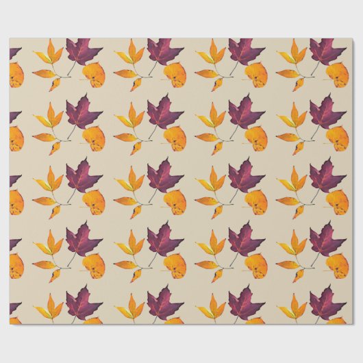 Papier Cadeau Automne Feuilles de couleur automne (Plat)