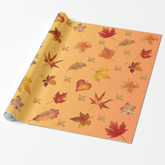 Papier Cadeau Automne Feuilles Motif automne (Déroulé)