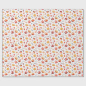 Papier Cadeau Automne Feuilles Terracotta Brown Boho Motif (Plat)