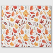 Papier Cadeau Automne Feuilles Terracotta Brown Boho Motif (Plat)