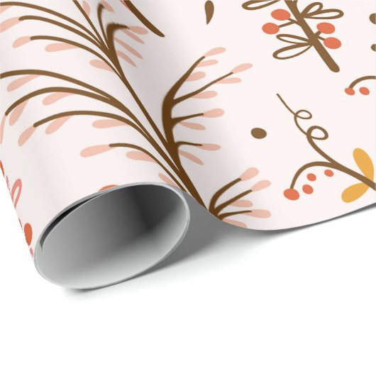 Papier Cadeau Automne Floral Motif sans couture. Doodle Plante, (Coin rond)