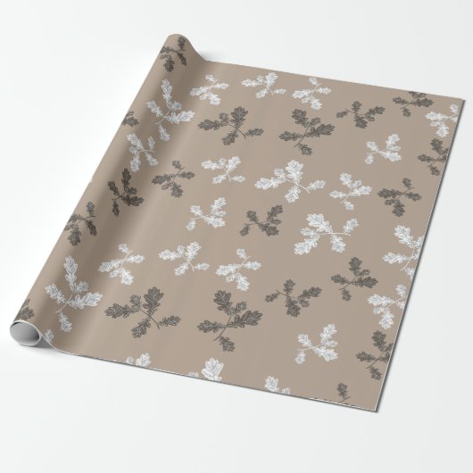 Papier Cadeau Automne Foliing Feuille Brown Taupe Motif (Déroulé)