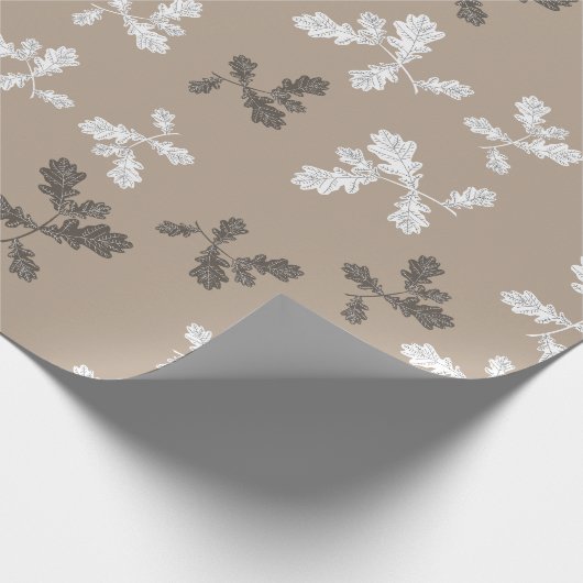 Papier Cadeau Automne Foliing Feuille Brown Taupe Motif (Coin)