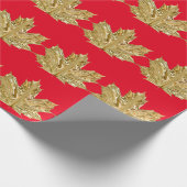 Papier Cadeau Automne Gold feuille d'érable automne rouge hiver (Coin)